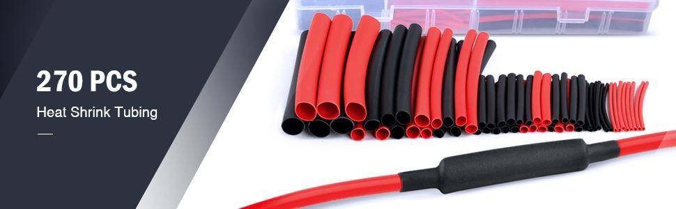 Nilight 270pcs 3:1 Dual Wall Adhesive Heat Shrink Tubing Assorted Pack - ROHS, Flame-Proof, Heat-Resistant Insulation Cable Sleeve Kit for Workshop, DIY Enthusiasts, 6 Diameters (1/16in to 1/4in +1 Missing Size), Storage Box, 2-Year Warranty, Workshop Use