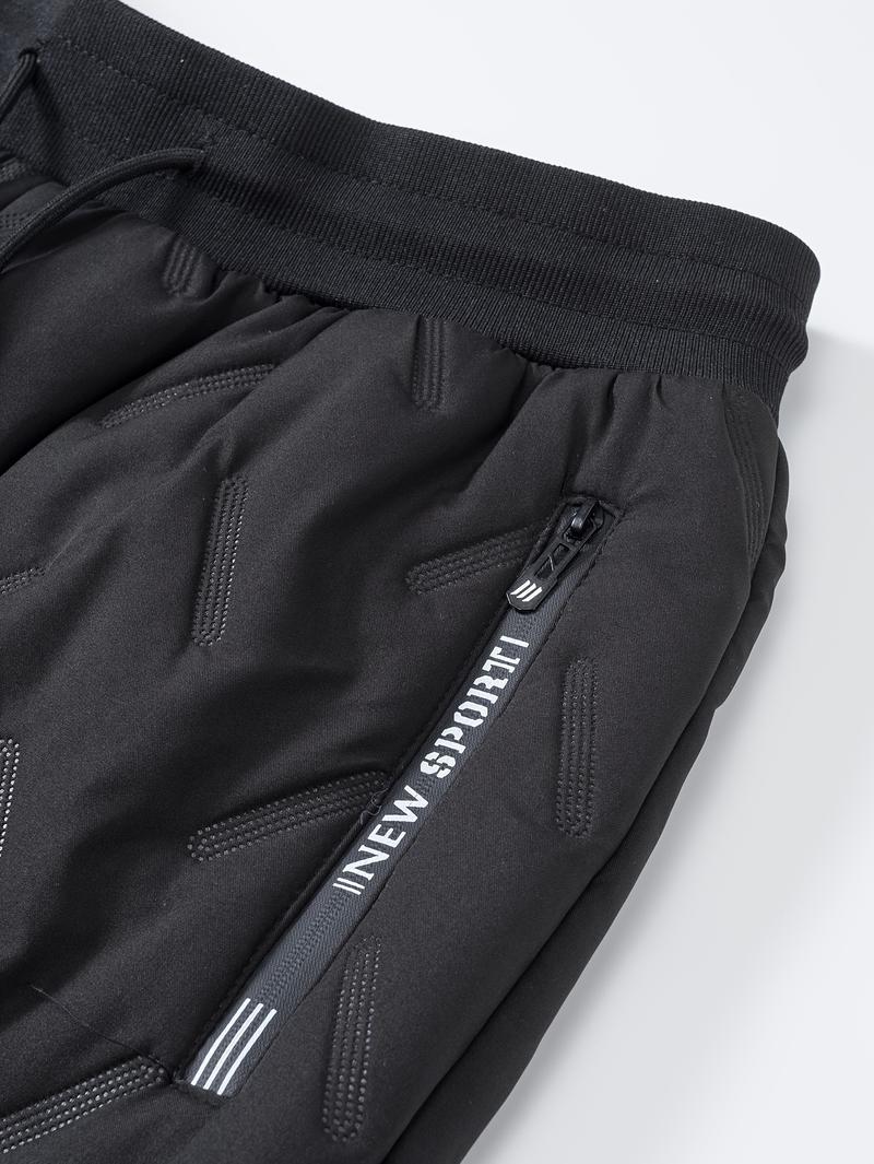 Men's Soft Comfortable Pants, Polyester Fleece Fabric, Zipper Details, Pockets and Waistband, Windproof Warm Outdoor Long Pants, Casual Outdoor Trouser