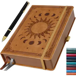 B5 360 Pages Lined Journal with Pen Set,100Gsm Thick Writing Paper Journal Notebook, Journal for Men Women Writing Notebook with Leather Hardcover, Light Brown(7.7'' x 10'')