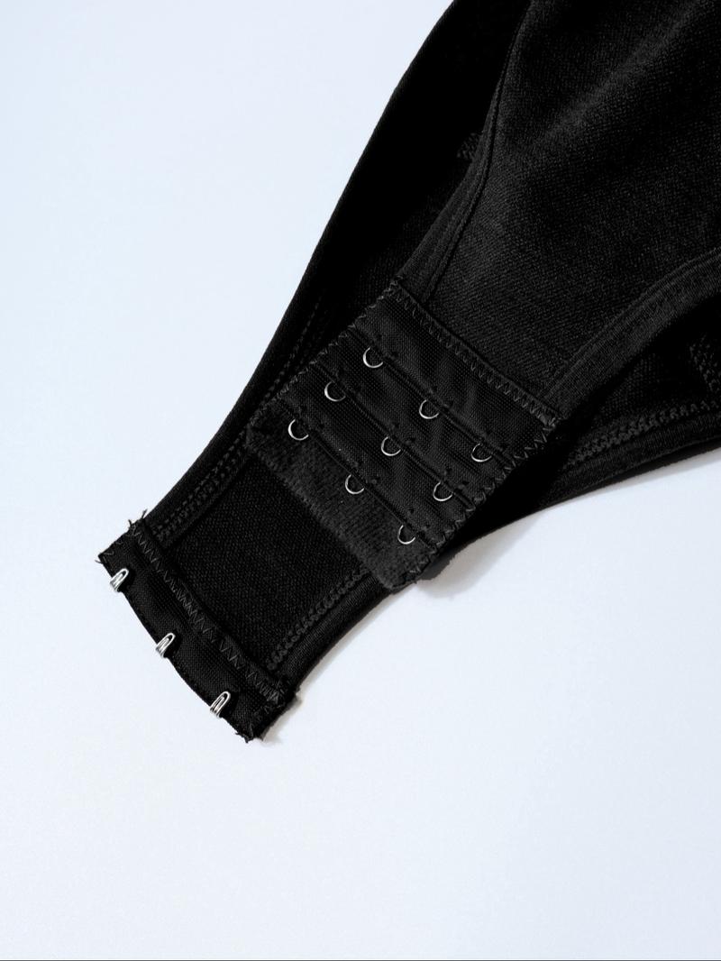 Women's Ribbed Abdomen Control Bodysuit, Long Sleeve Seamless T-Shirt, Comfortable Scoop Neck Bodysuit Stretchy Basic Tops, Fit Soft Elastic Fabric, Perfect for Daily Wear and Going Out, Shapewear for Fall&Winter