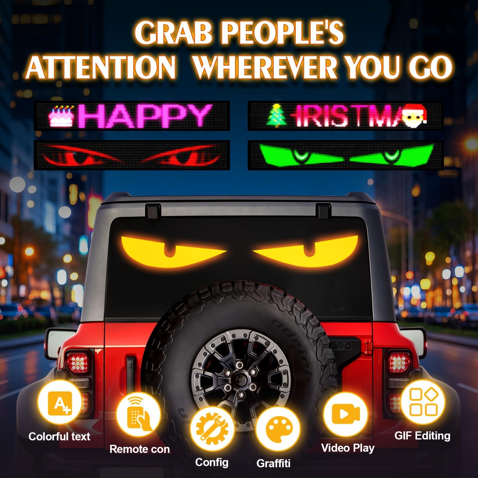Eyes LED for Car, Devil eyes For vehicle - Smart Windshield & Headlight Kit: Bluetooth App Control, Pre-made Animations & Customizable Text Display Dashboard
