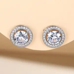 Fashion personality diamond stud earrings women's simple and versatile high-end earrings light luxury new versatile earrings