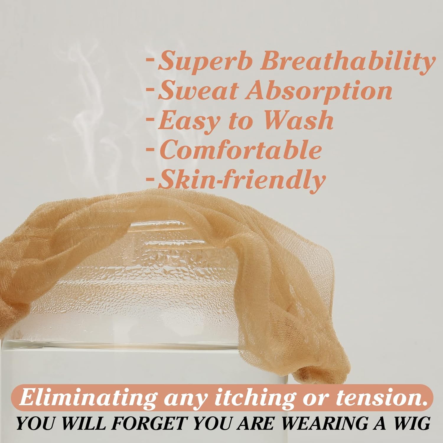 HD Wig Cap - 1 Piece Invisible and Sheer Breathable Ultra-thin Stretchy Stocking Caps for Lace Front Wigs - Stable, Non-Slip, Comfortable Accessory