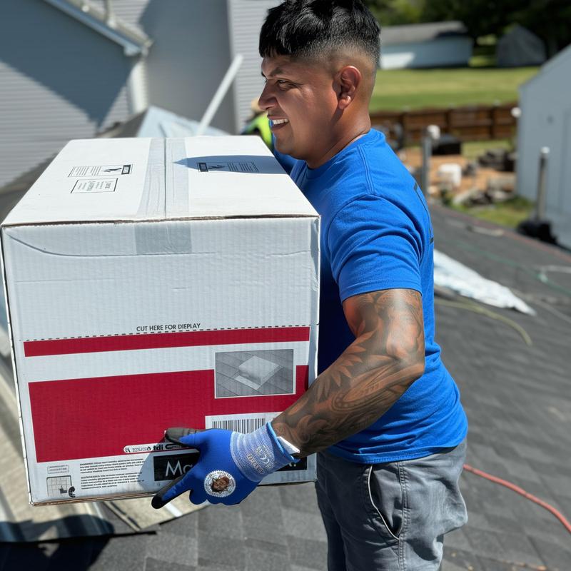 KAYGO x PV Roofer Safety Work Gloves - Blue Seamless Nylon MicroFoam Nitrile Grip for Roofing Construction General Use CE Certified EN388 4131