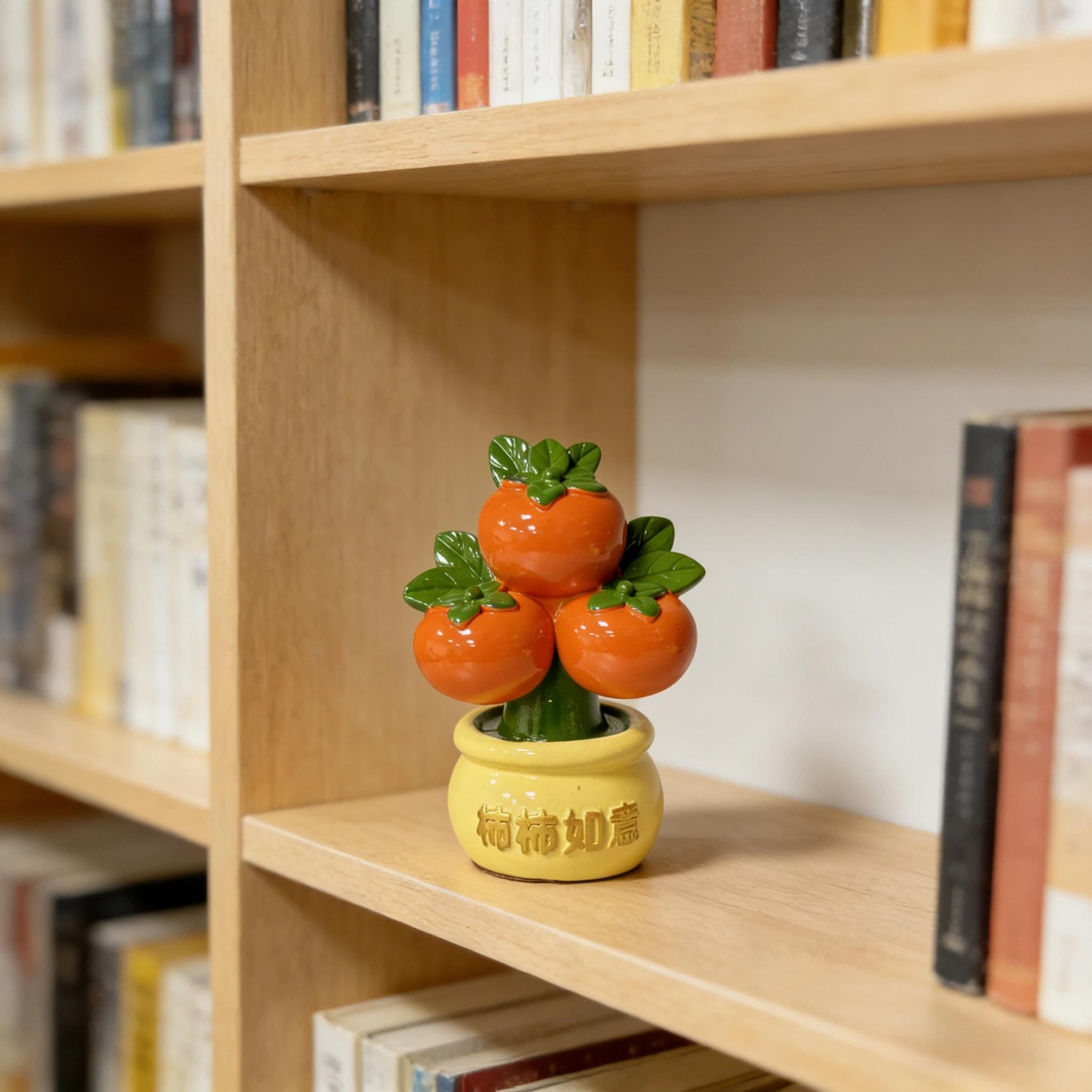 Resin Statue Feng Shui Symbol, Round Persimmon Design, Desktop Entryway Car Decor, Home Decoration Gift for Moving In, Opening, New Year, Birthday