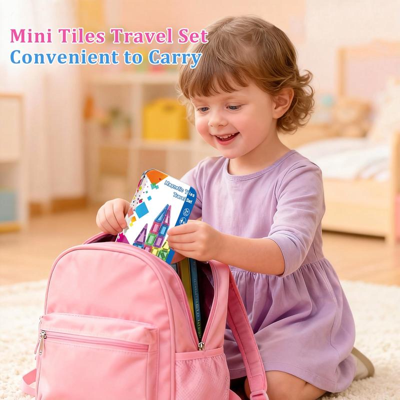Mini magnetic building block, Magnetic building tiles children's toys, travel set is convenient to carry, STEM learning and creative building magnetic toys, gifts for boys and girls, suitable for New Year, back-to-school season birthday gifts Mini magnetic building block, Magnetic building tiles children's toys, travel set is convenient to carry, STEM learning and creative building magnetic toys, gifts for boys and girls, suitable for New Year, back-to-school season birthday gifts