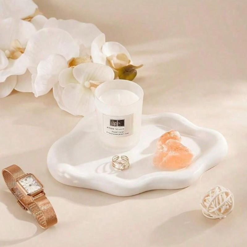 Jewelry Storage Tray - White/Silver Plated - Elegant display stand for necklaces, bracelets, earrings, and other jewelry - Durable ABS resin vanity tray - Unisex, perfect for birthdays, weddings, and Valentine's Day gifts - Ideal for dressing tables, desk