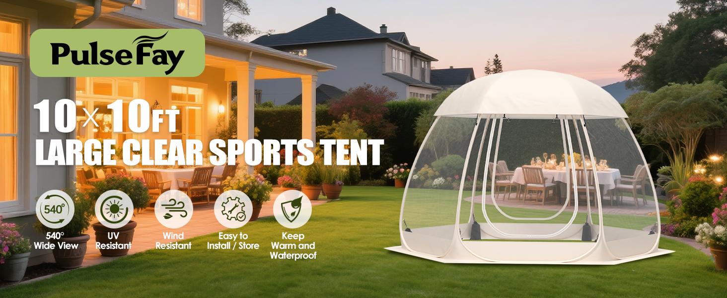 8-14 Person Pop-up Bubble Tent with Waterproof Roof & Vent Windows – 10ft-12ft Camping Shelters, Outdoor Garden Dome Igloo with 0.15mm Clear PVC, 540 °   Transparent Screen Room for Patio, Backyard