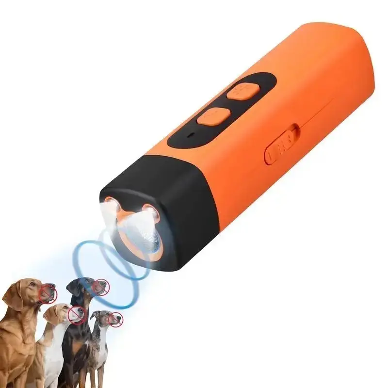 Rechargeable Ultrasonic Dog Deterrent, Safe 25khz Frequency Repeller, 30ft Range LED Indoor/outdoor Bark Control Device, Dog Whistle & Accessories