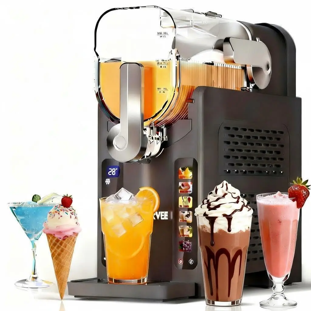 GARVEE 70oz Slushie Machine for Home - No Ice Needed Frozen Drink Machine Ice Cream Makers with LED Display, 6 Pre-Set Programs, Dark Gray