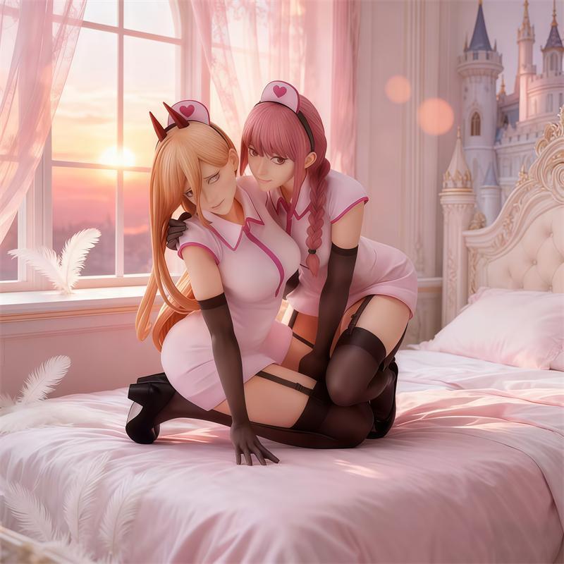 13cm Nurse Power & Makima Anime Action Figure Model, Collectible Figurine, Desktop Decor Figures, Figurines for Collectors, Toy Statue for Desktop Decoration