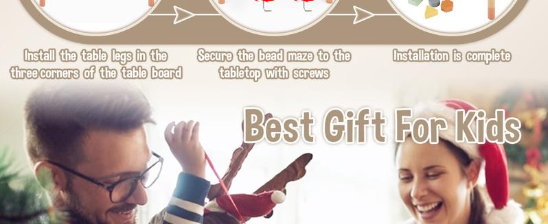 Joyreal Wooden Activity Table Busy Board for 18M+Toddler, with Fishing Game Bead Maze Shape Sorter Montessori Toys, Christmas Gift for Kid