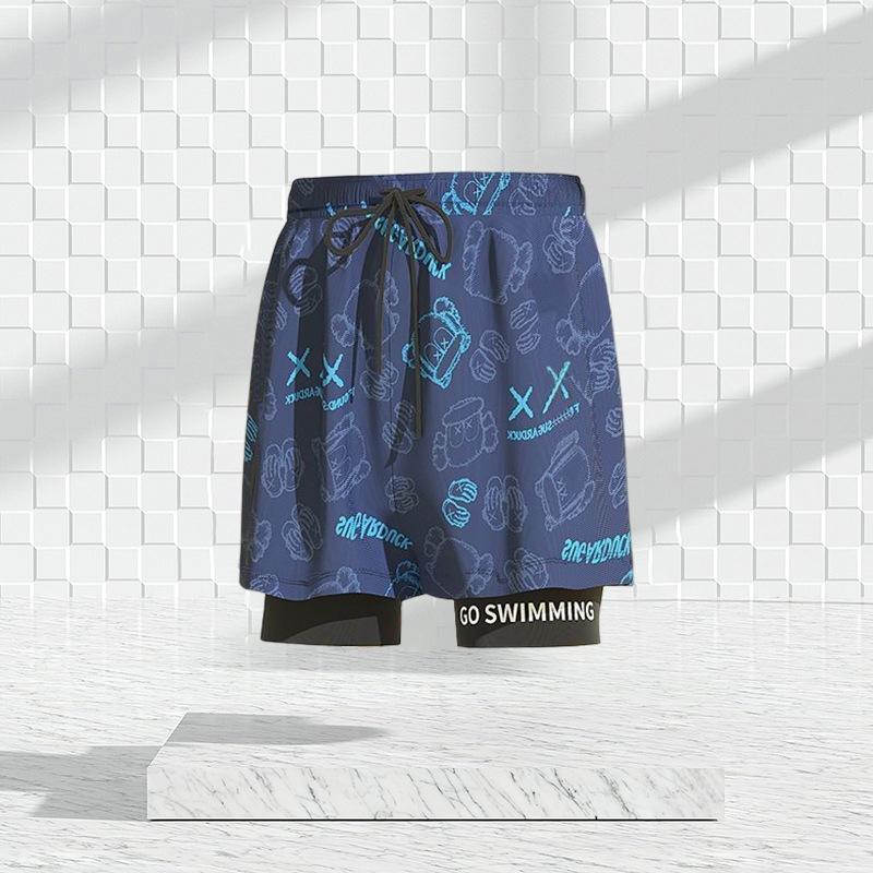 Swimwear men's loose quick drying embarrassing prevention men's flat angle swimming pants swimsuit suit Beachwear hot spring swimming equipment