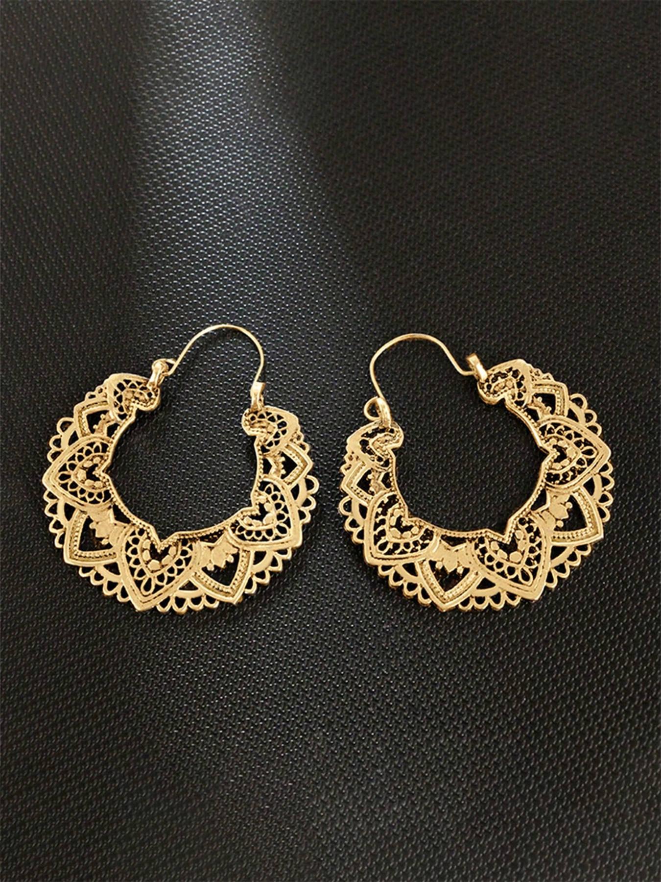 1 Pair Retro Style Hoop Earrings For Women For Wedding Anniversary Party Jewelry Valentine's Day Gift