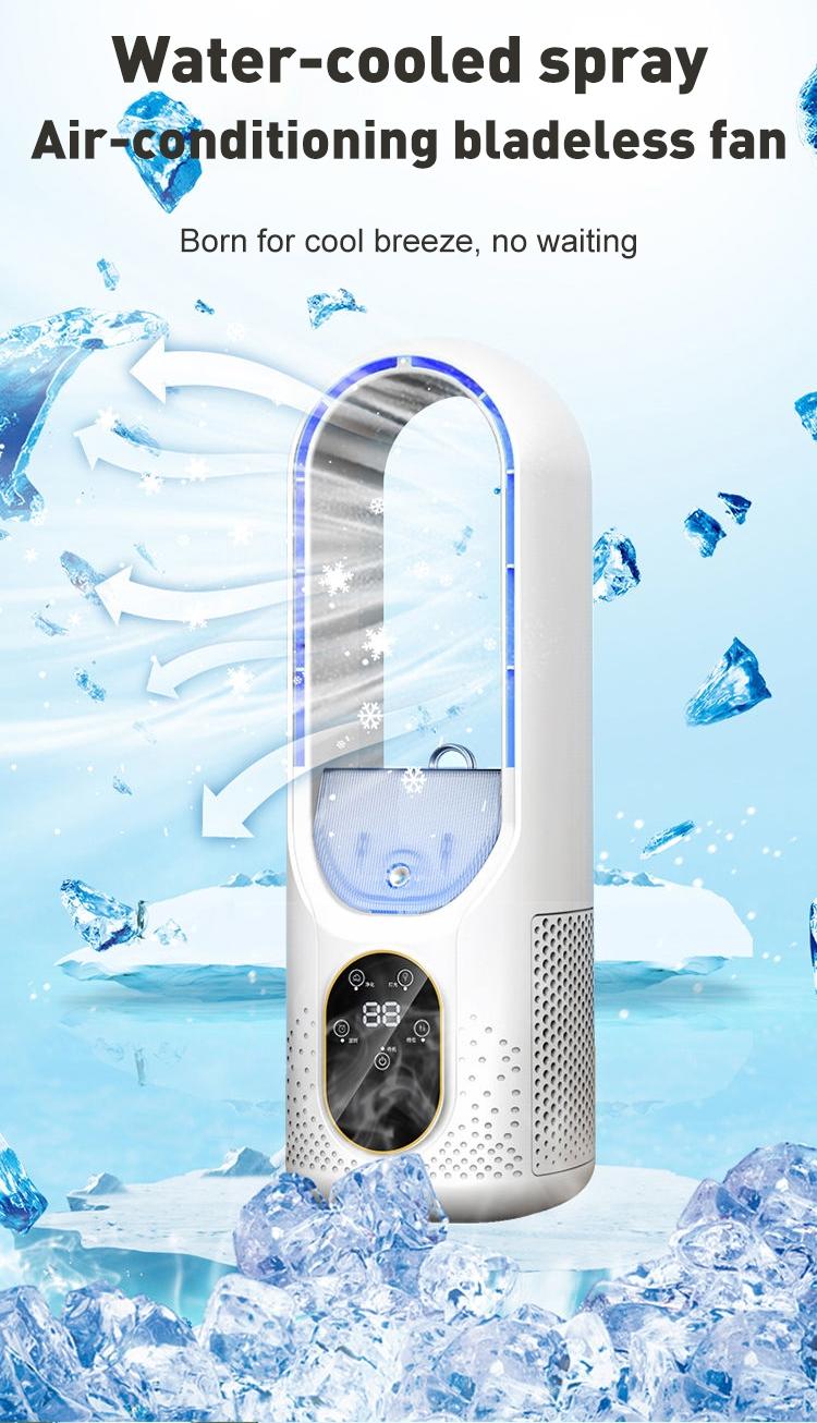 Mini Desktop Fan, Office Cooling Humidifier, Leafless Spray Cooler, USB Cold Fan, Energy Efficient, Perfect for Home & Office Use