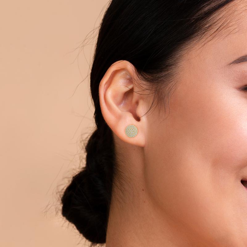 Delzzad 14K Gold-Plated Iced Out Circle Shape Earrings Lab-Created Moissanite Stud Earring S925 Sterling Silver Moissanite Jewelry Perfect Birthday Mother’s Day Christmas Gift for Men Women Wedding Set