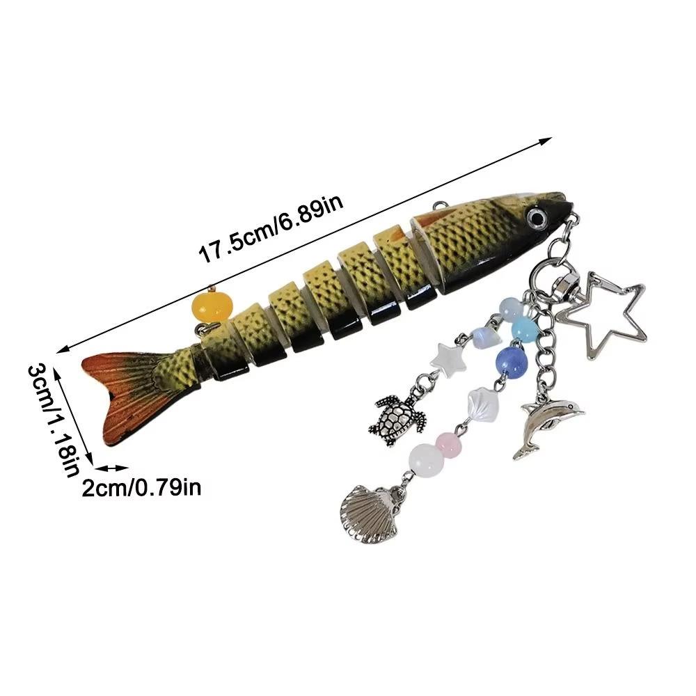 2026 Novelty Fish Model Keychain, Fishing Lovers Creative Bait Keychain, Jointed Design Fish Keyring with Beaded Charm, Realistic Lure Keychain Bag Backpack Charm,Good Luck Aesthetic Fish Bag Pendant Trinket, Kawaii Keychain Style