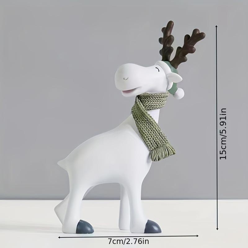 Creative Christmas Reindeer Sculpture Decor, Home Office Deer Statue, Artificial Animal Craft, Festive Holiday Decoration, Resin Ornament