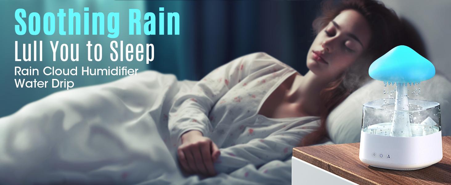 Raining Cloud Aromatherapy Diffuser – A Calming White Noise Humidifier with Micro Rainfall Effect and Multi-Color LED Clouds. Ideal for Deep Sleep, and Mood Enhancement. Features an Adjustable Timer, Essential Oil Compatibility, perfect Christmas Gift.