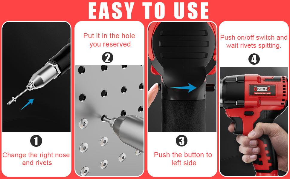 Cordless Electric Pop Rivet Gun Compatible with Milwaukee 18V Battery(NO Battery!!),Rivet Tool with 3 Size (1/8", 5/32", 3/16")Aluminum Rivets,with Kit Nose Piece