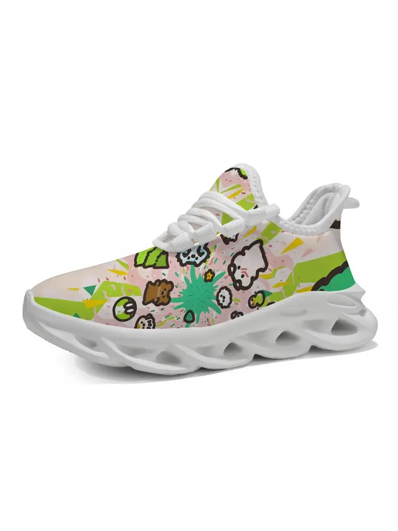 Cartoon Pattern Girls' Casual Training Shoes, Vibrant Art Style, Unique Print, Breathable Design, Comfortable and Lightweight, Casual Athletic Trainers, Perfect for School and Play