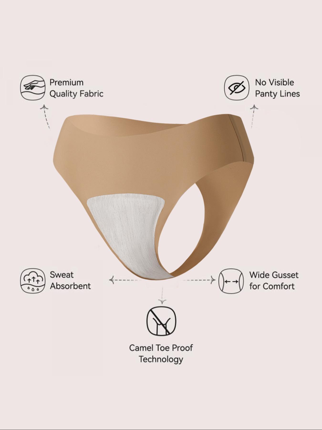 5 Pack Women's No Show Thongs - Camel Toe Proof Seamless Fitted Underwear Yoga Fitness Workout Gym Essentials, Panties