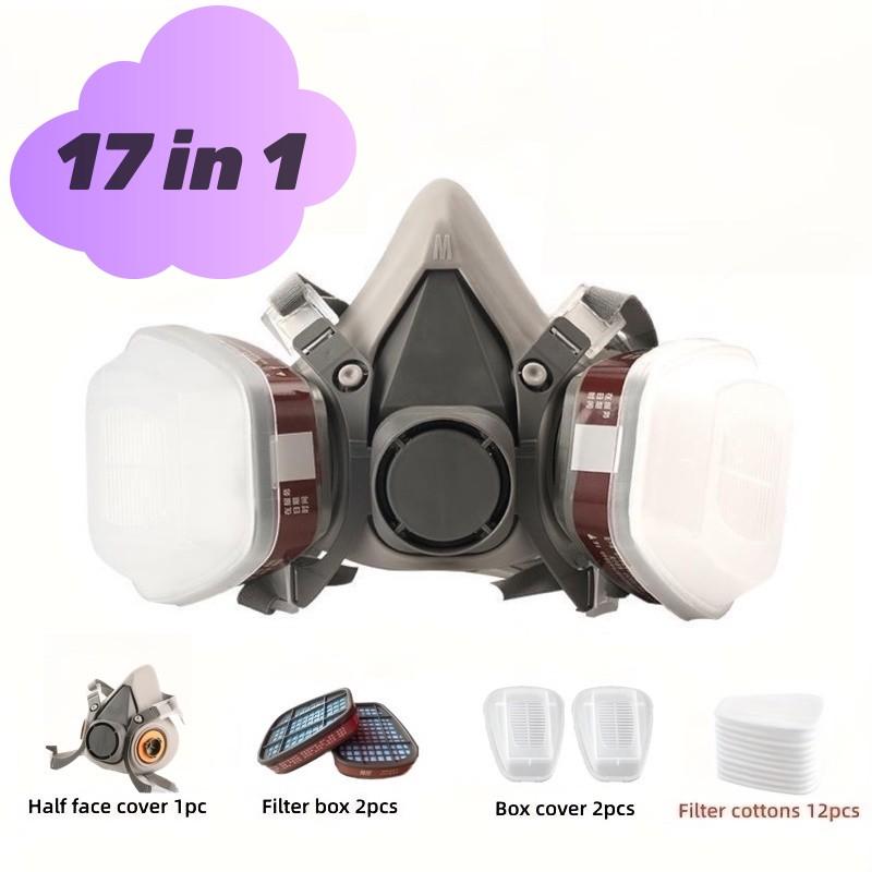 Half Face Mask with Filter, Reusable Respirator Mask, Reusable Dustproof Mask, Multifunctional Safety Mask for Paint, Woodworking, Construction, Polishing, Chemical, DIY Half Face Mask with Filter, Reusable Respirator Mask, Reusable Dustproof Mask, Multifunctional Safety Mask for Paint, Woodworking, Construction, Polishing, Chemical, DIY
