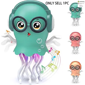 Funny Dancing Octopus Jellyfish Electric Toy, Light Music Crawl, Stress Relief Squid, Automatic Obstacle Avoidance, Office Desk Relaxation Gift, Musical Light Up