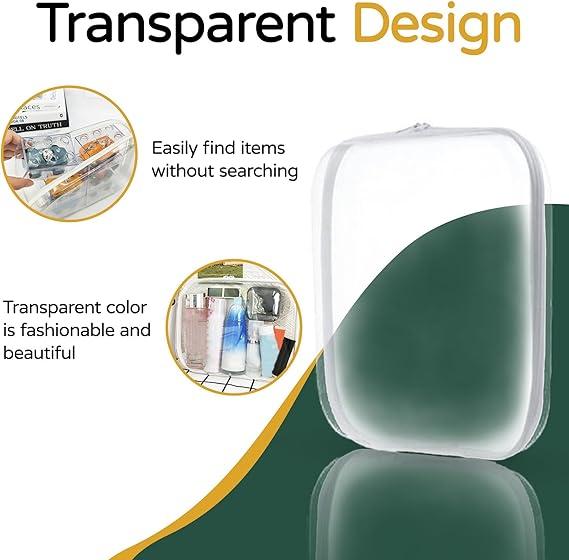 6PCS  Clear Hard Shell Zipper Case, Clear Zipper Pouches Waterproof Makeup Organizer & Toy Storage Bag, Plastic Pouch for Travel, Office, Home, White,3 Pack, LMS