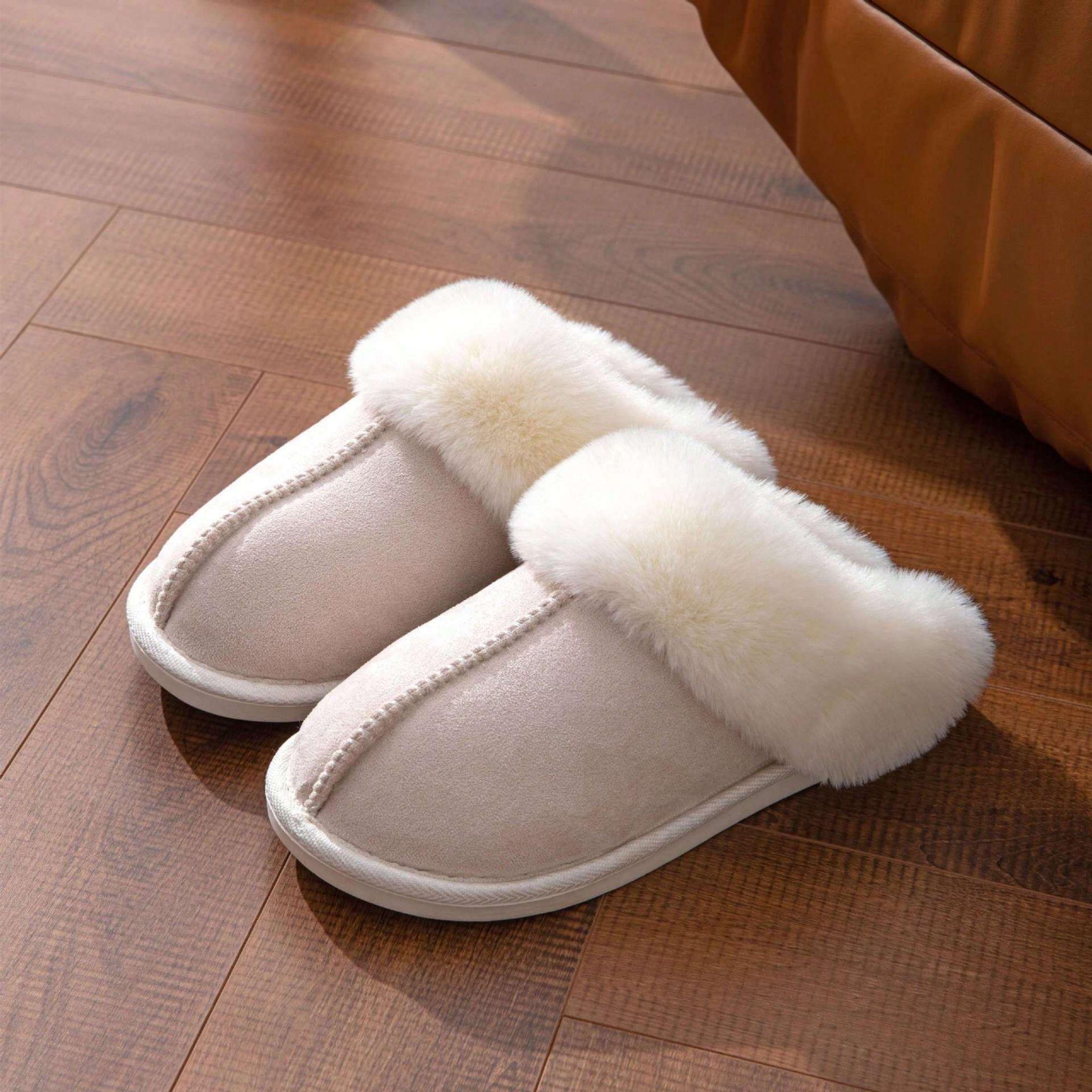 Winter  House Slip Resistant Slippers  Plush Faux  Fluffy Flats Slippers Warm Slide Shoes for Women Springfresh