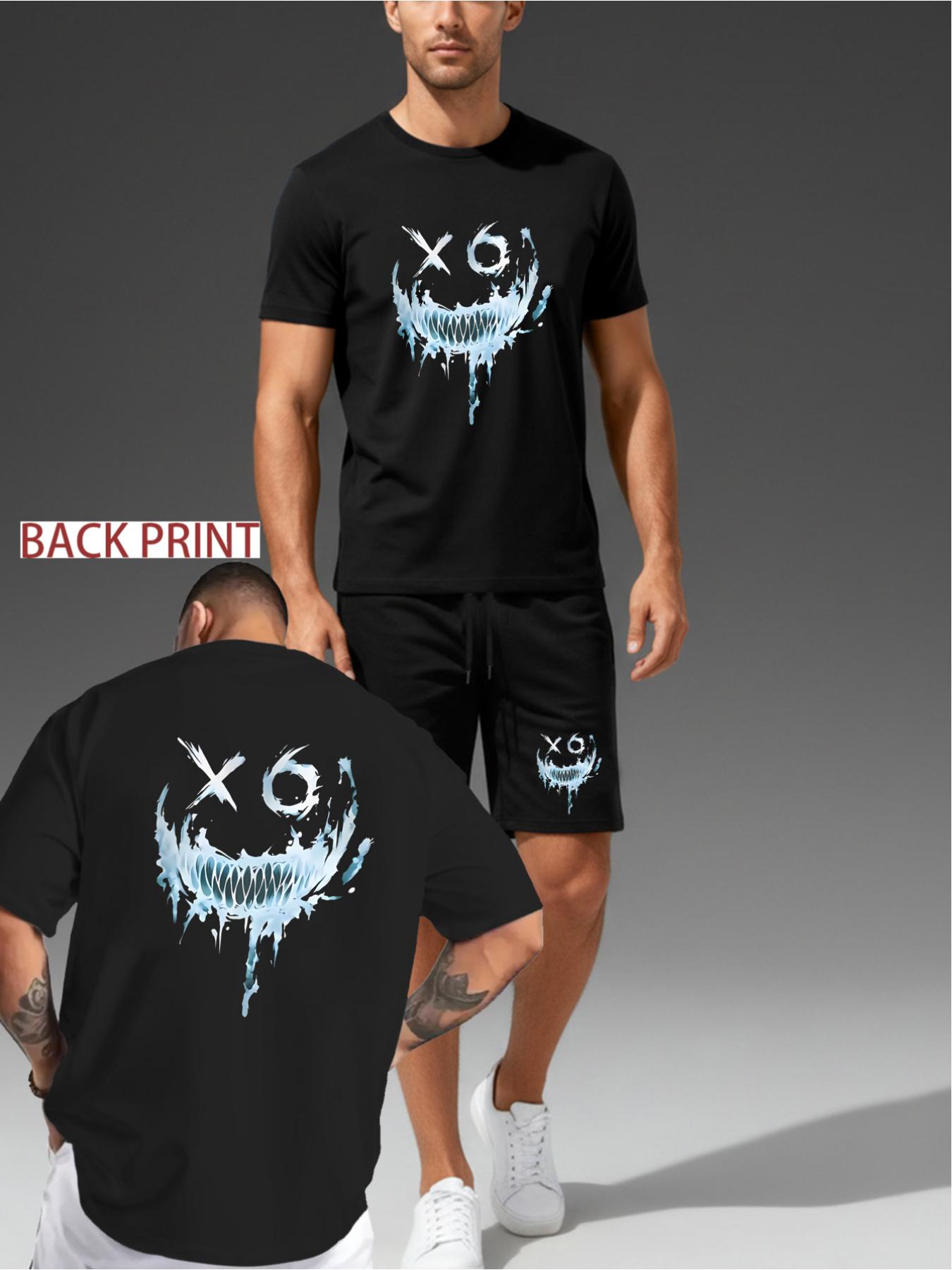 The dark street style is full! Ice blue melting serrated smiling face, a set of trendy and cool personalized outfits