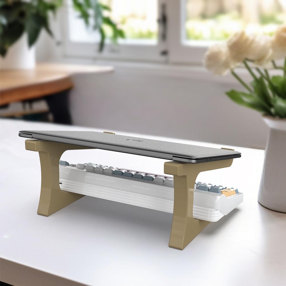 Multifunctional 3D Printed Keyboard Stand, Laptop Stand, Dual Device Support for Study & Office, Adjustable Angle for Living Room Entertainment