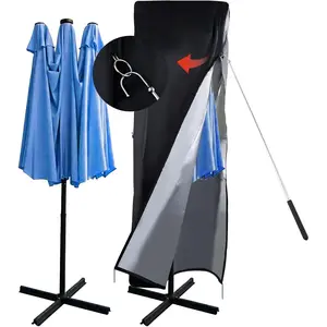 Umbrella Cover 420D Waterproof Outdoor,Patio Umbrella Parasol Cover,Waterproof Zipper & Top Vent,Windproof ,Anti-UV,Large Umbrellas Covers,Garden Umbrellas Covers,fits Double-Sided Umbrella 13-15 ft