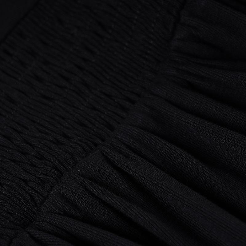 Sexy Elegant Low Neck Knit Half Placket Top. Casual Classy Top Flare Sleeve Loose Baby Doll Blouse. Solid Black Casual Y2K Minimalist T-Shirt for Daily Commute & Dating.