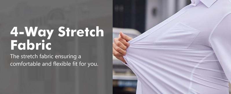 3-Pack Alimens&Gentle Mens  Dress Shirts 4-way Streth Long Sleeve Collared Solid Wedding Dating Button Down Shirts formal shirt