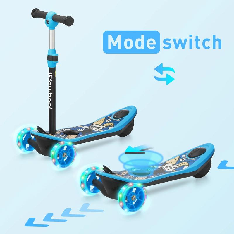 【Christmas Gifts】Electric Scooter for Kids, Bluetooth Control Light Up 3-Wheels Kick Scooter for Age 3-12 Stability Fun Ride Adjustable Safety