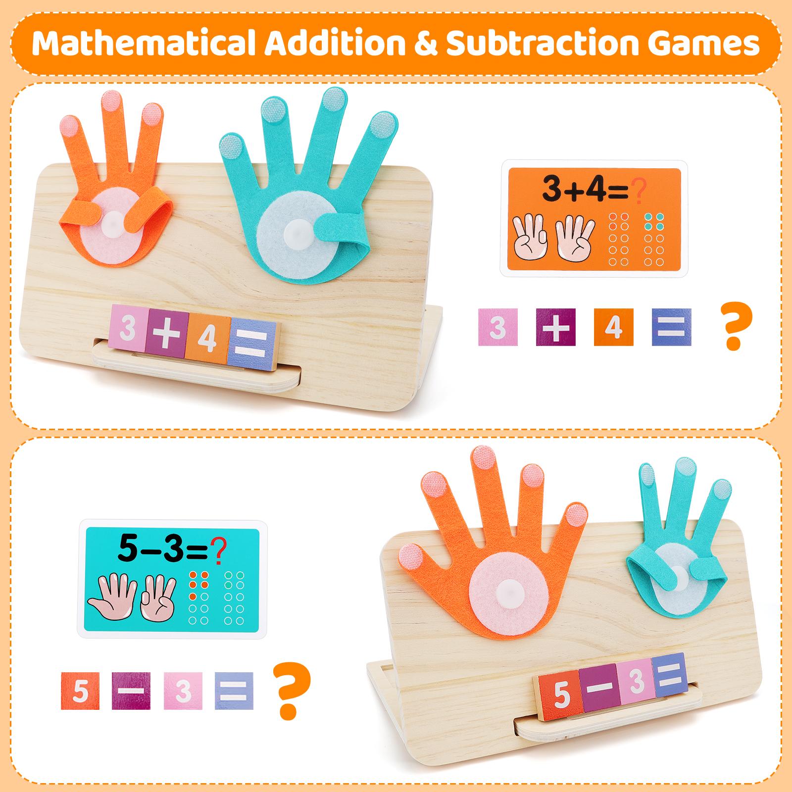deAO Educational Math Manipulatives Number Counting Blocks, Finger Counting Math Montessori Toys for Kids,Gifts for boys and girls, Birthday Gifts, Hobbies Ideas, School Supplies, Mother's Day Gifts