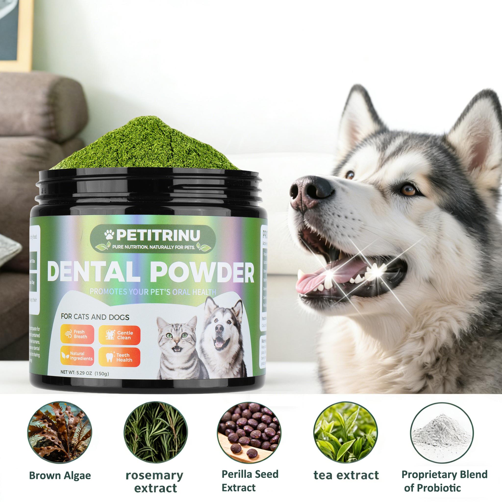 Dog Teeth Cleaning Powder - Dog Dental Powder -whiten teeth,and freshen breath Targets Tartar & Reduces Plaque & Bad Breath - Teeth Cleaning Made Easy for Small, Medium, Large Dogs-150g