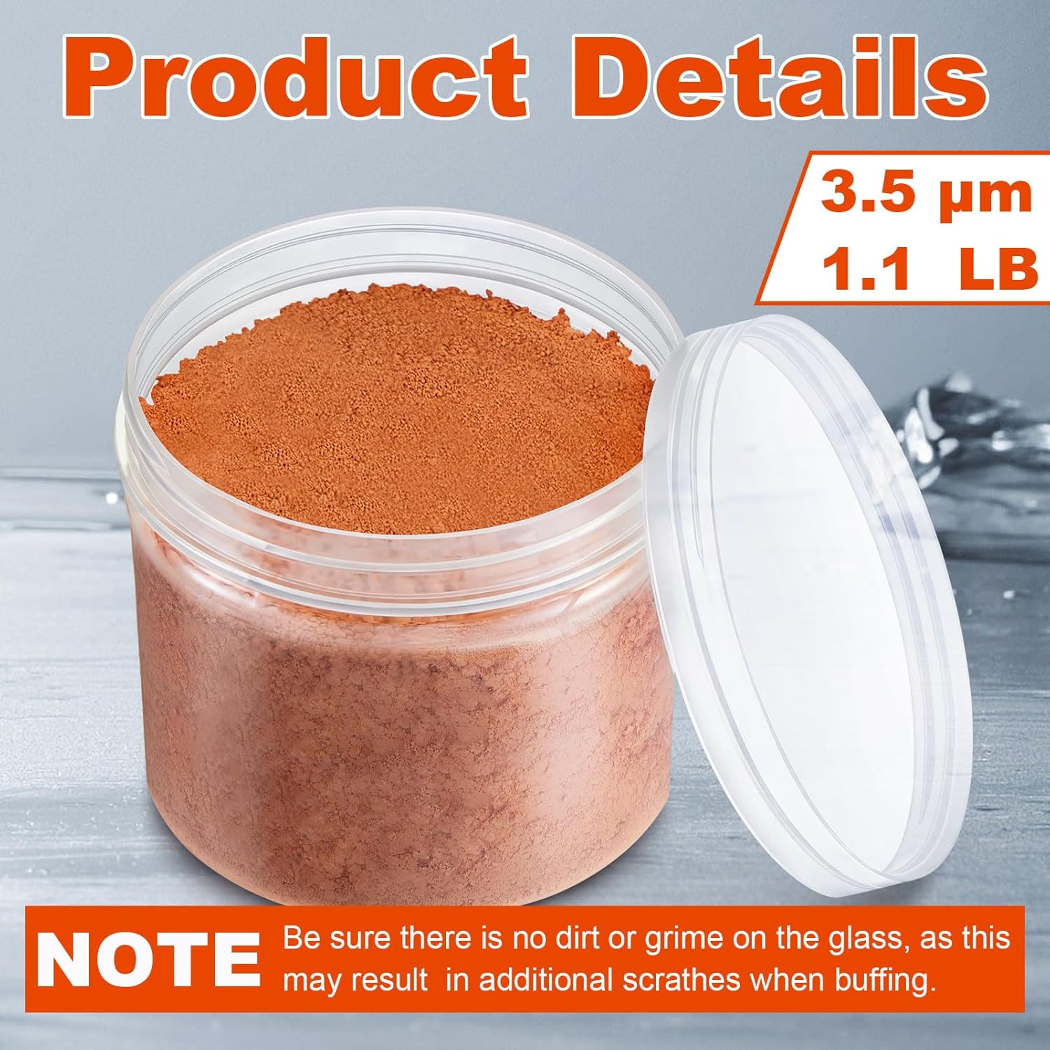 1.1 Pound Cerium Oxide Polishing  for Glass with 1 Plastic Bottle 3.5  Cerium Oxide High Grade Polishing Compound Glass Scratch Remover for Repair Buffing Ceramics
