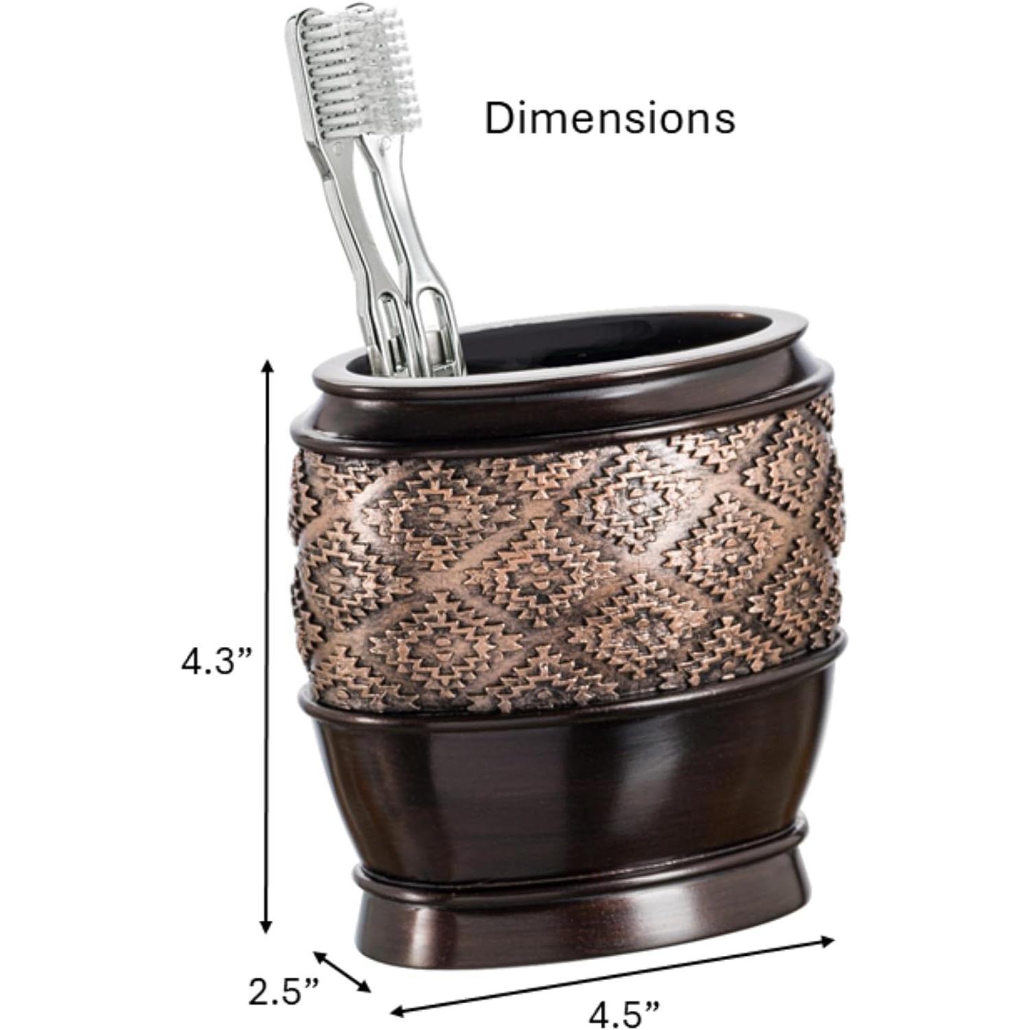 Dublin Brown Countertop  Holders for Bathrooms - Decorative  Brush Holder for Bathroom -  Organizer for Regular or Electric Toothbrushes and