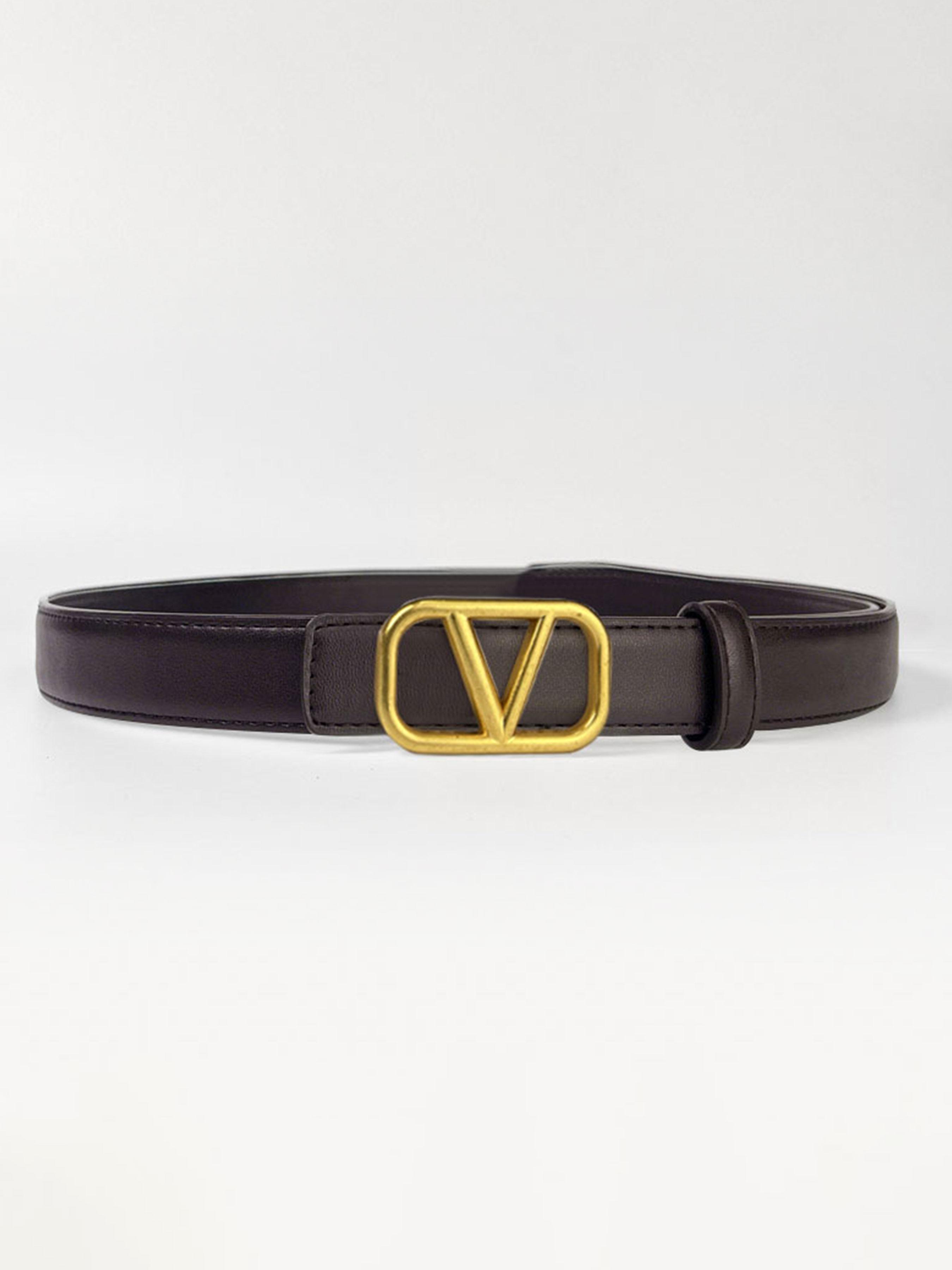 Women's Letter Buckle Leather Belt, Elegant Design for Skirt & Jeans, Perfect Accessory for All Seasons, Durable Fashion Statement