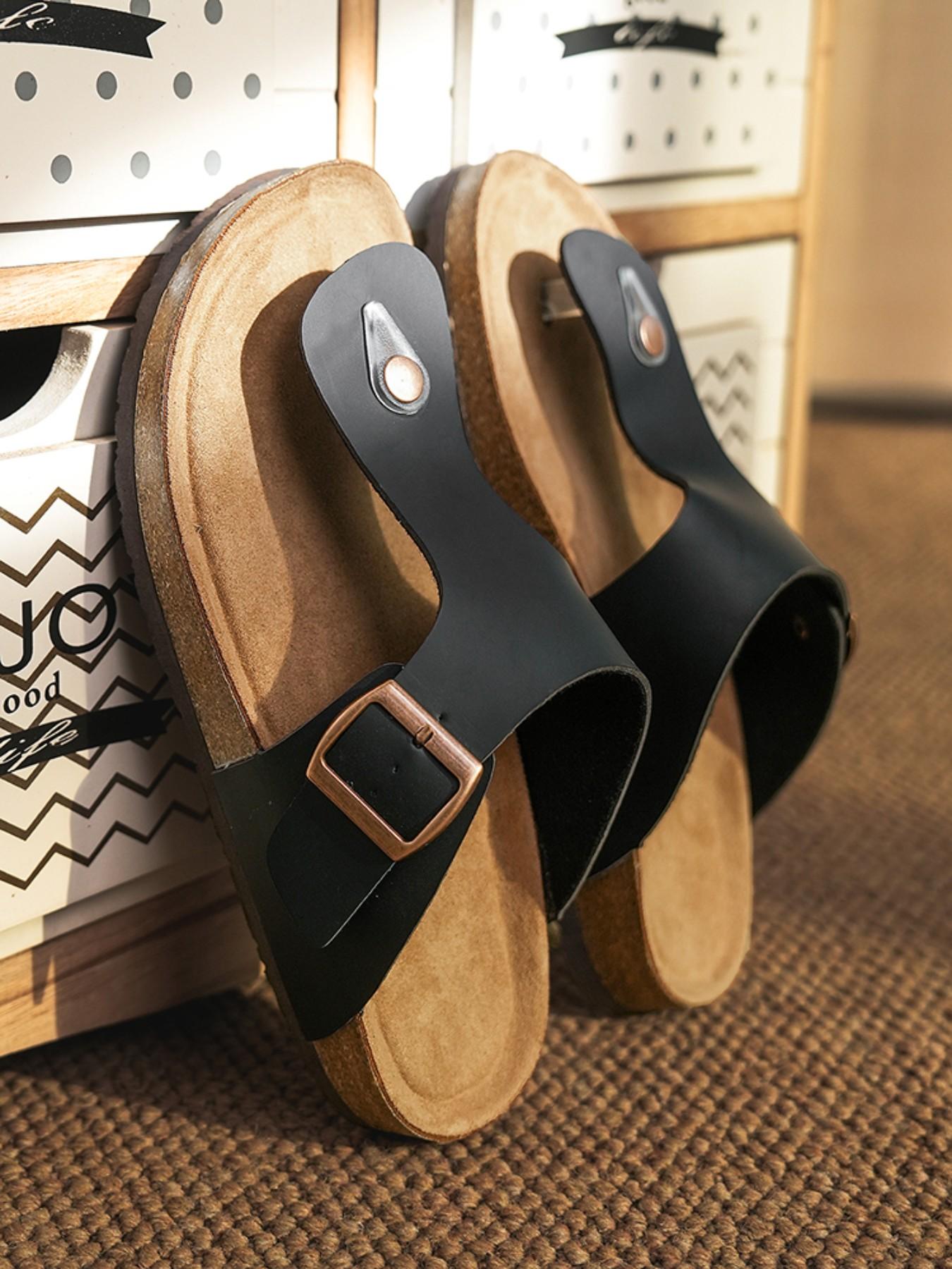 Softwood Mule Sandals Vintage Strap Design, Unisex Beach Slippers, Trendy Footwear for Men and Women, Comfortable and Stylish