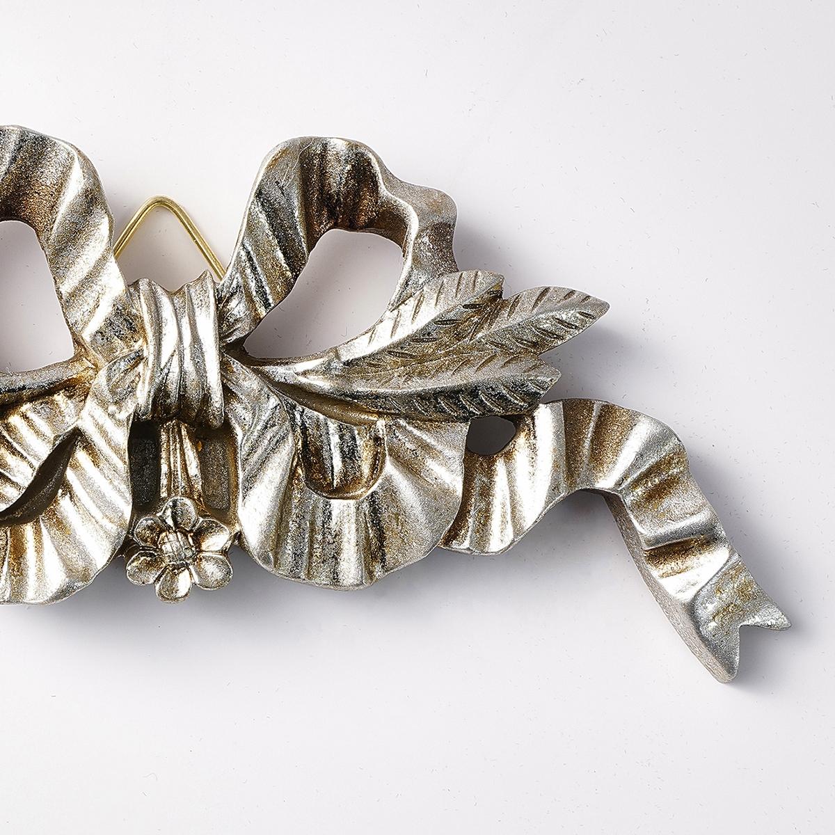 Resin Bow Wall Decor, Vintage & Silver Color, Home Living Room, Study, Bedroom, Restaurant, Hotel Wall Decoration