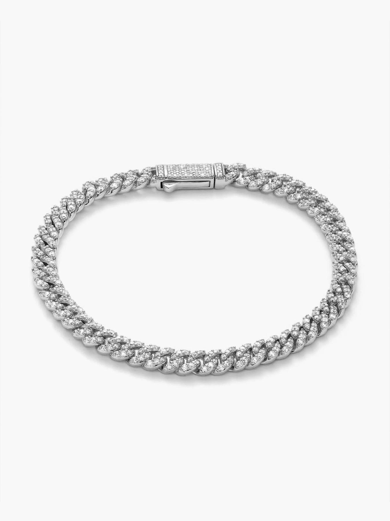 ICED CHICS 5mm Miami Cuban Link Bracelet, full of zircon hip-hop accessories, suitable for both men and women, suitable for daily wear, street casual style, a beautiful gift