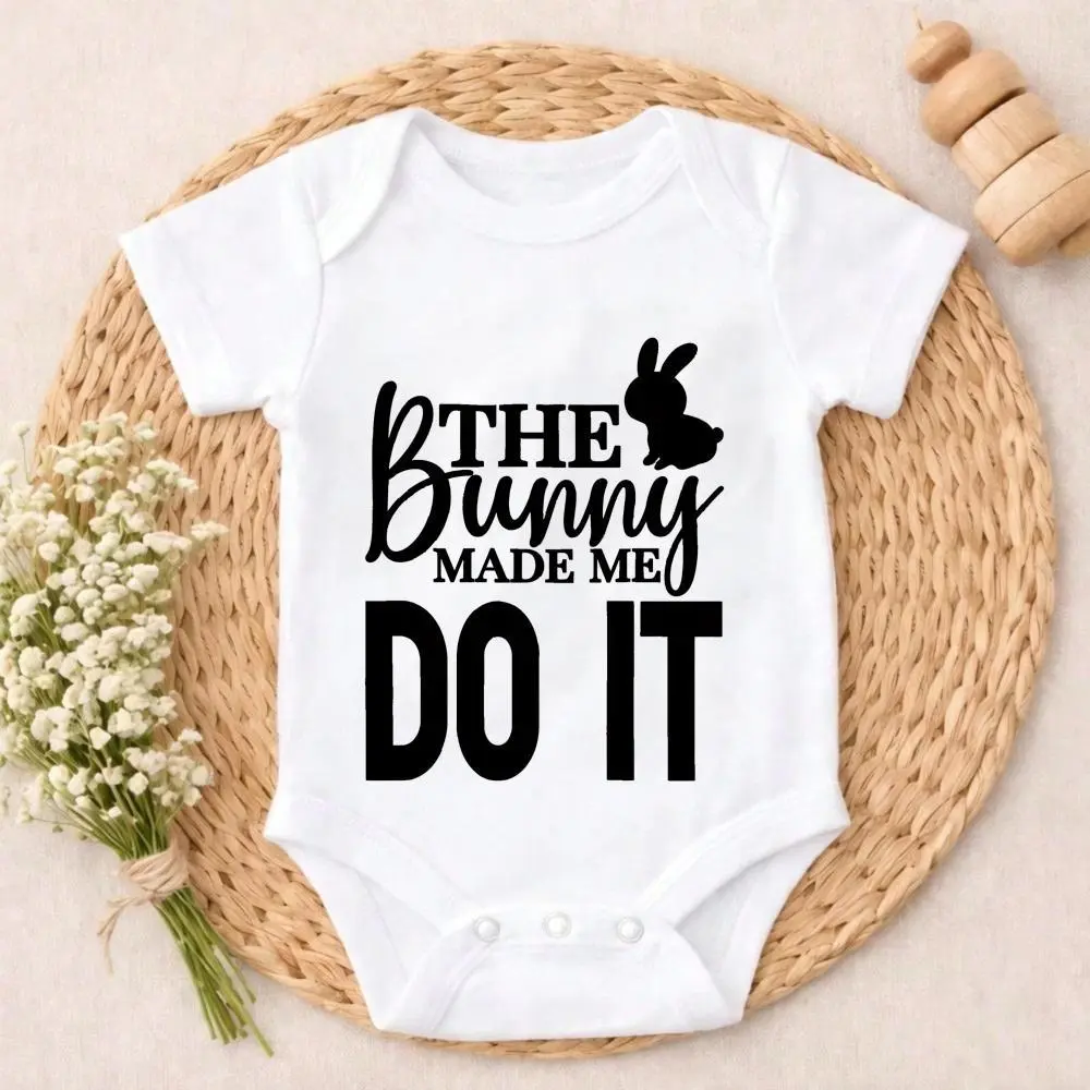 Baby Onesie The Bunny Made Me Do It Print 100% Pure Cotton Gentle On Skin Snap Closure Breathable Perfect For Daily Wear