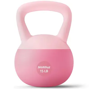 Homhut Soft Kettlebell Sand Filled Anti Slip Two Hand Grip Soft Bottom Shockproof Impact Resistant Home Gym Fitness Equipment Strength Training Core Workout For Women Men Full Body Exercise Pink 10LB 15LB 20LB