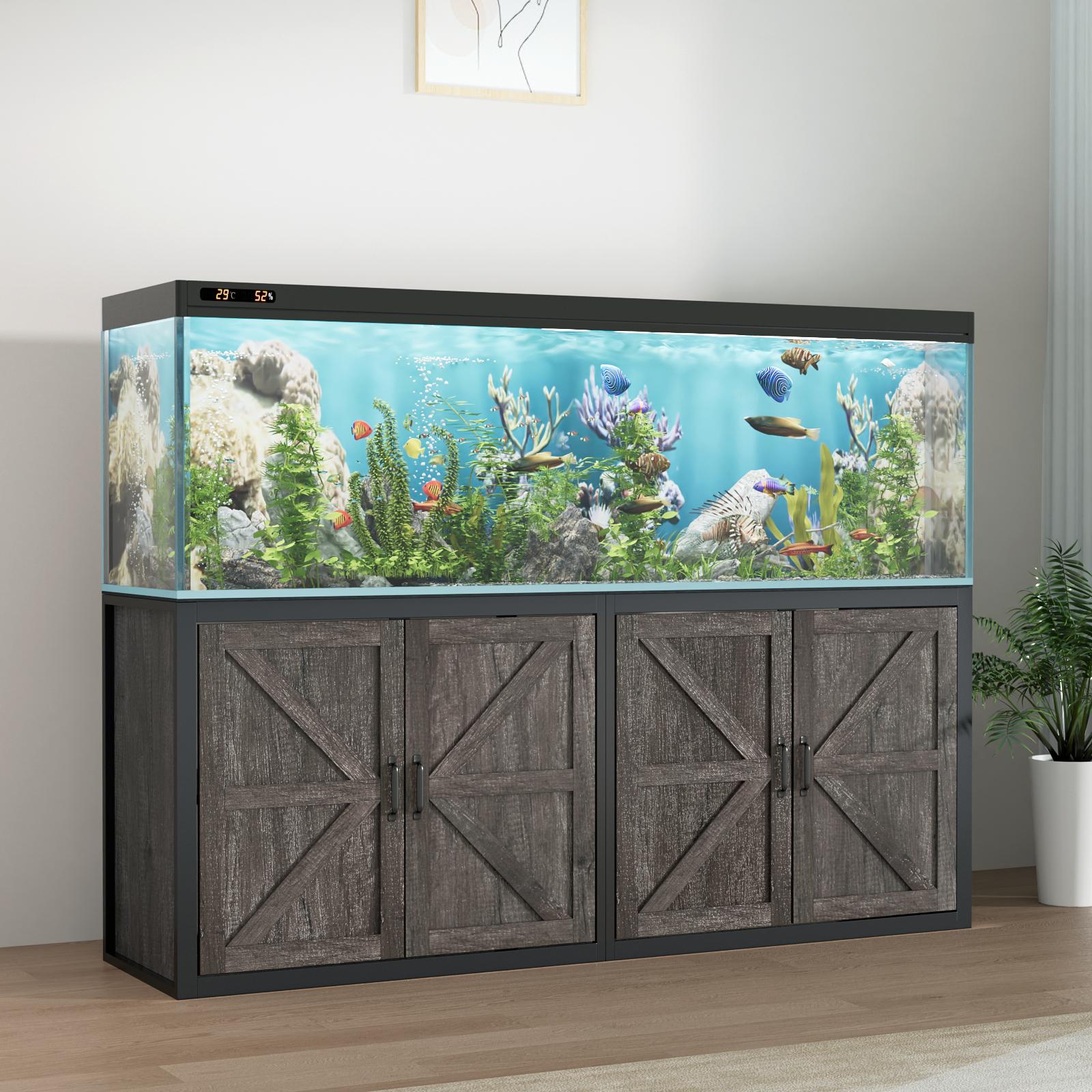 125-150 Gallon Fish Tank Stand with Power Outlet, Heavy Duty Aquarium Stand with Cabinet Storage for Fish Tank Filters and Accessories, 72.9" L*18.9" W Tabletop, 2200 LBS Capacity