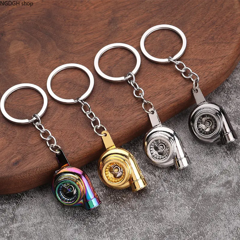 Gold Turbocharger Keychain with Spinning Fan, Realistic Engine Turbo Charm, Heavy Metal Automotive Accessory, Cool Mechanic Gift for Car Guys, JDM Lovers, Perfect for Backpack, Keys & Men's Daily Style.