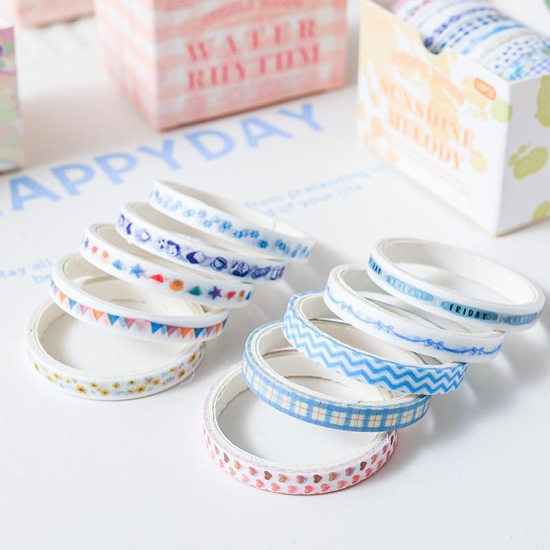 10 Rolls/box Washi Tape, Soft Color Scrapbooking Material, Decorative Log Book Computer Card Gift Stickers, Perfect for Holidays and Birthdays