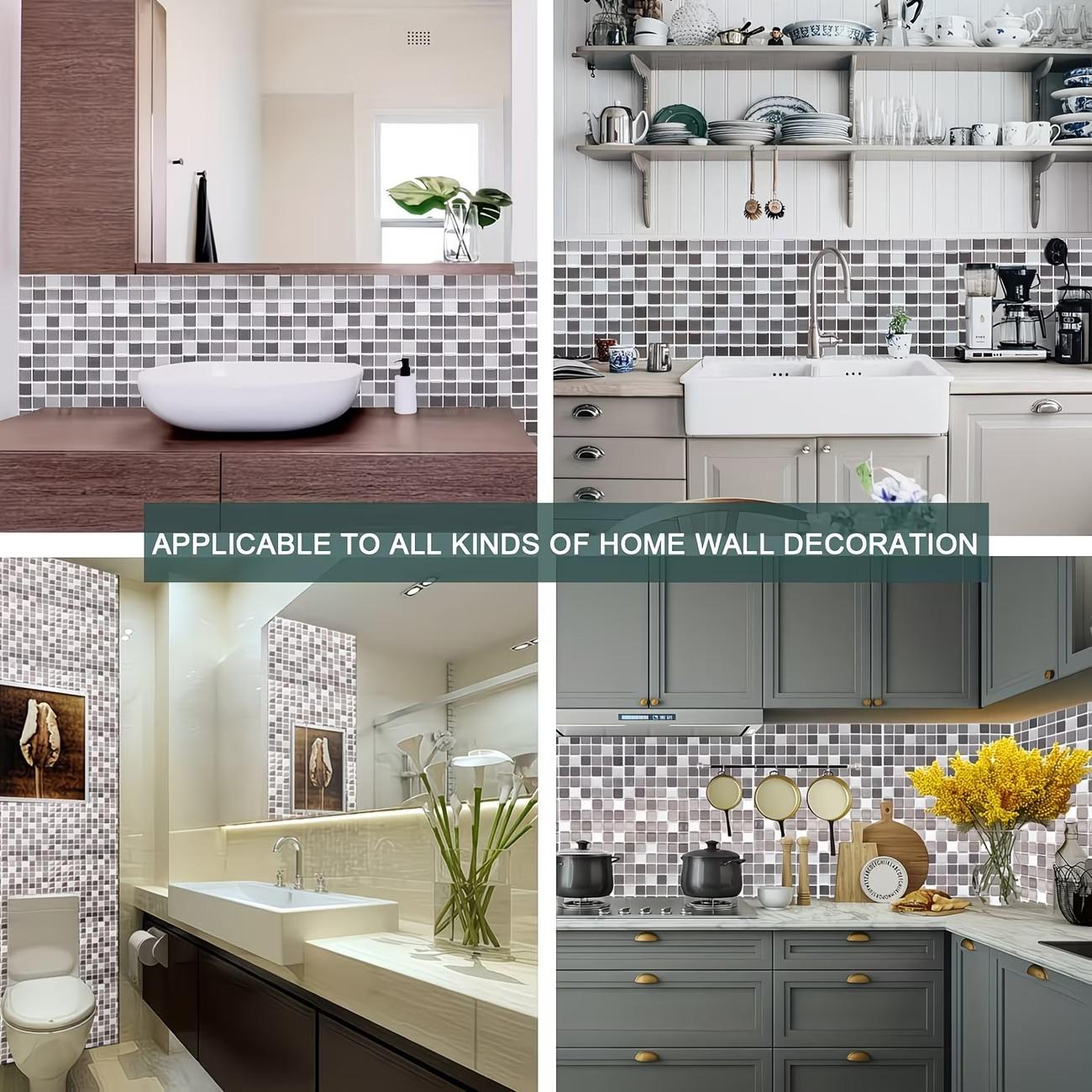 Crystal Resin 3D Mosaic Tiles Self-Adhesive Wall Stickers, Heat-Resistant Peel-And-Stick Wallpaper for Living Room Kitchen Bathroom Home Decor